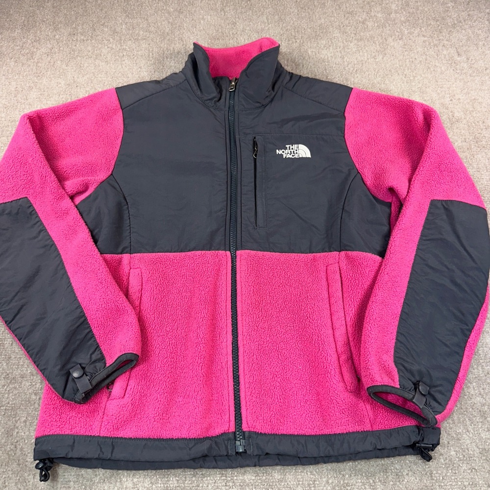The North Face Denali Fleece Jacket Pink Grey Full Zip Womens Small